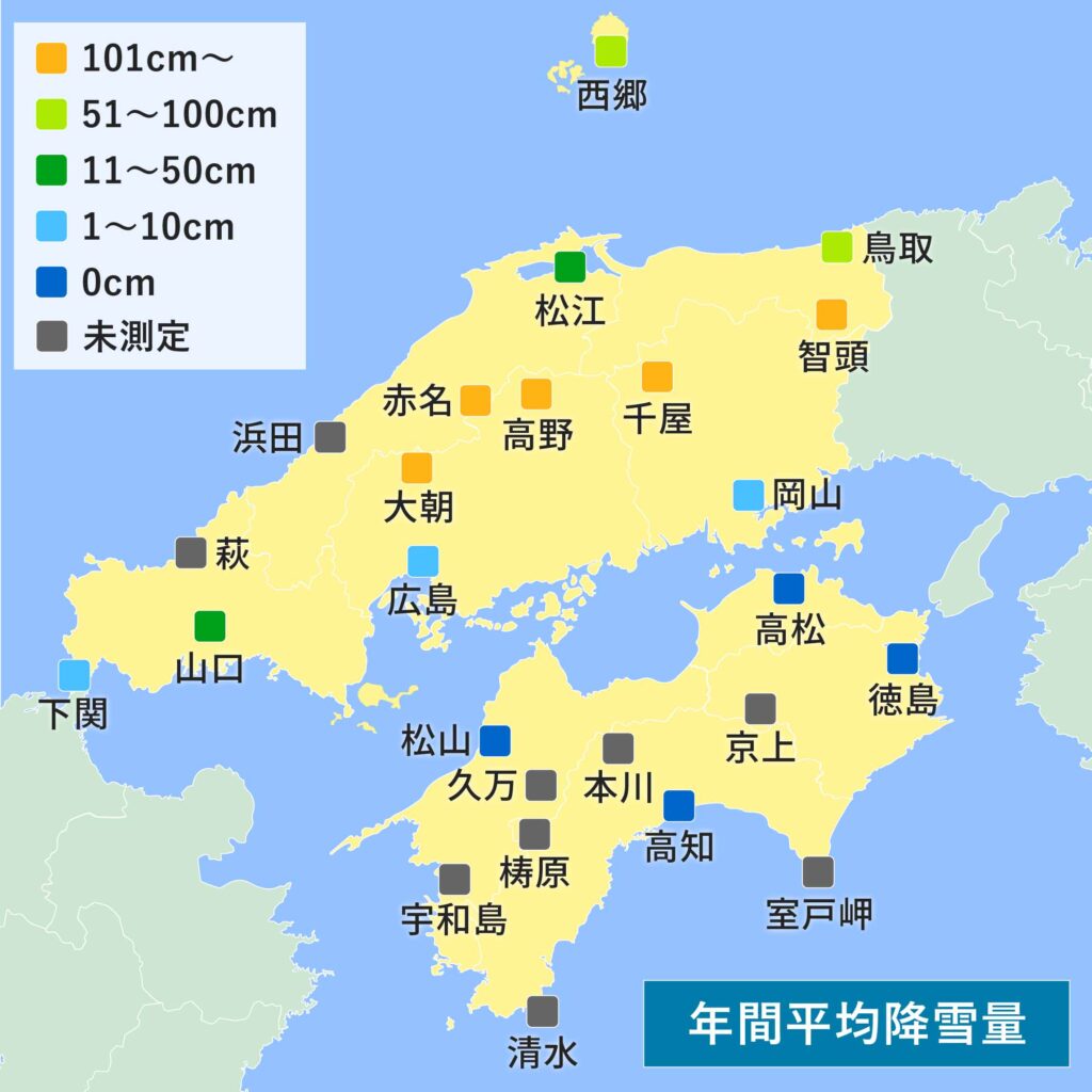 中国 四国地方の気候 各地点でどれくらい気候が異なるのか調べてみた 中四国が大好きになるサイト